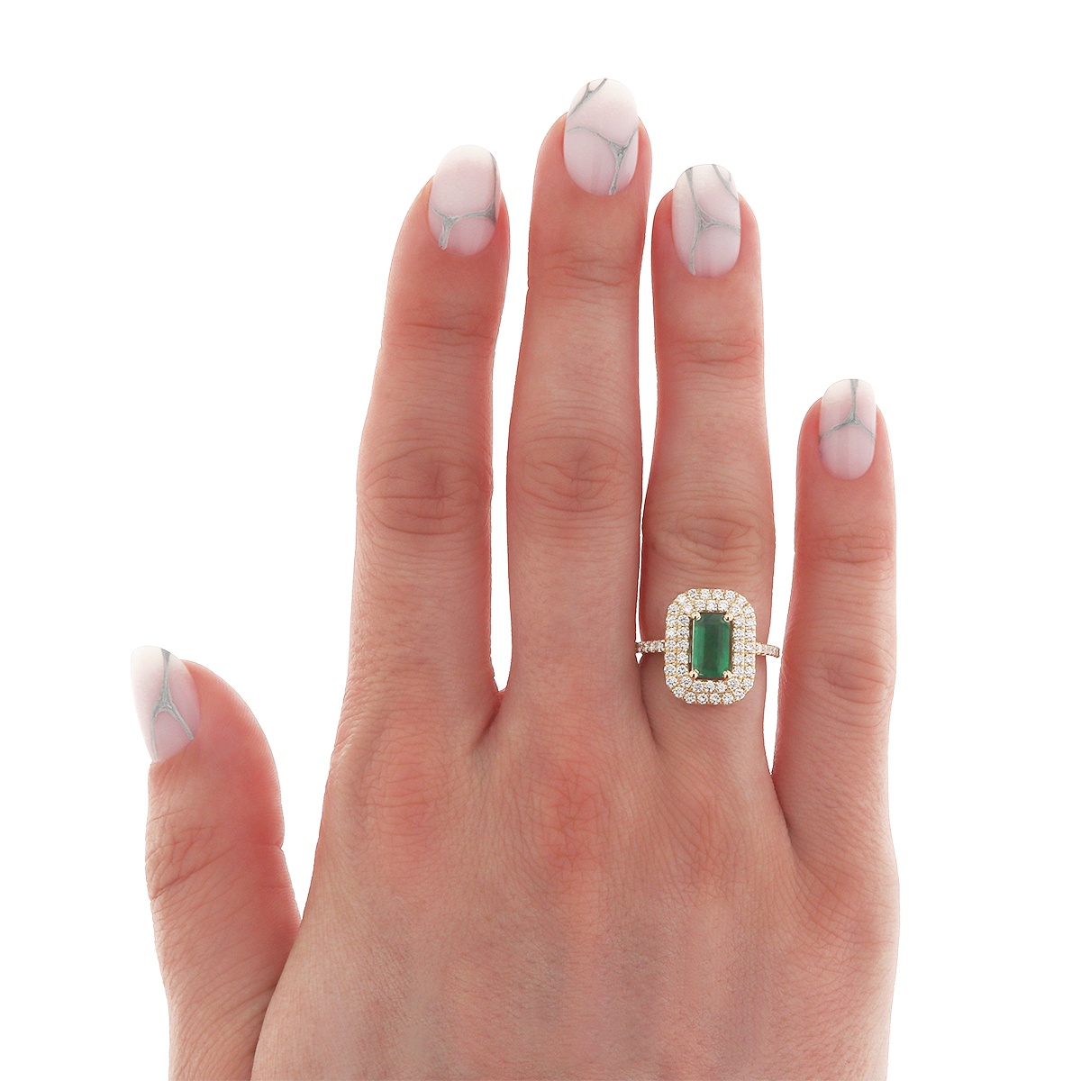 Inel din aur de 18k cu diamante naturale de 0.70 ct și smarald natural de 0.85 ct - 3 | YEO