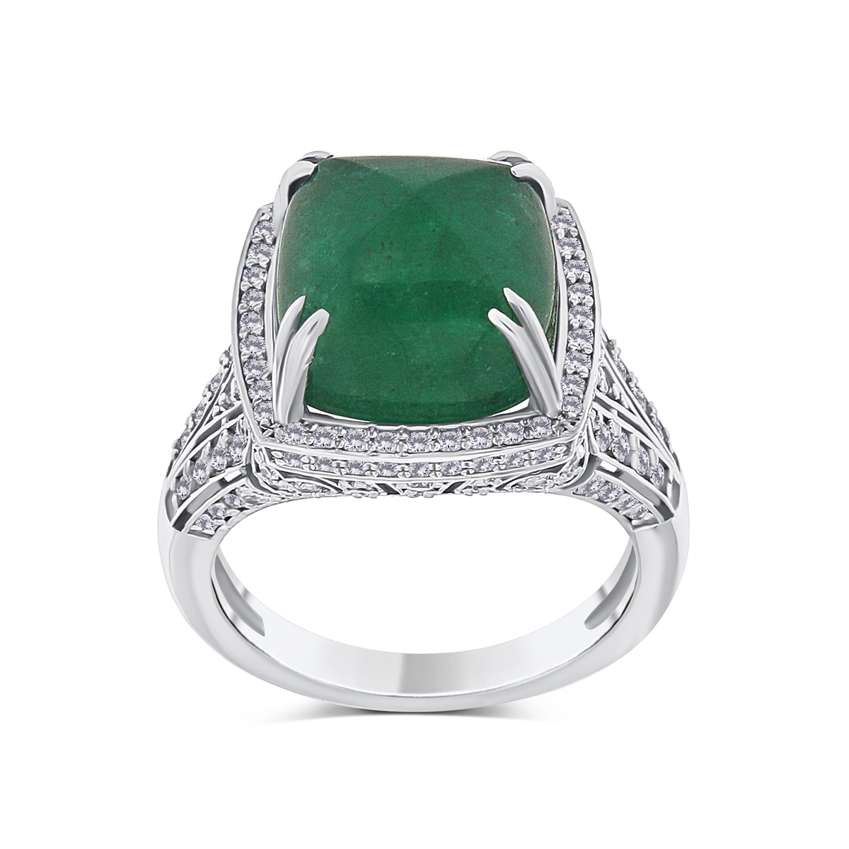 Inel din aur de 18k cu diamante naturale de 0.77 ct și smarald natural de 8.44 ct - 2 | YEO