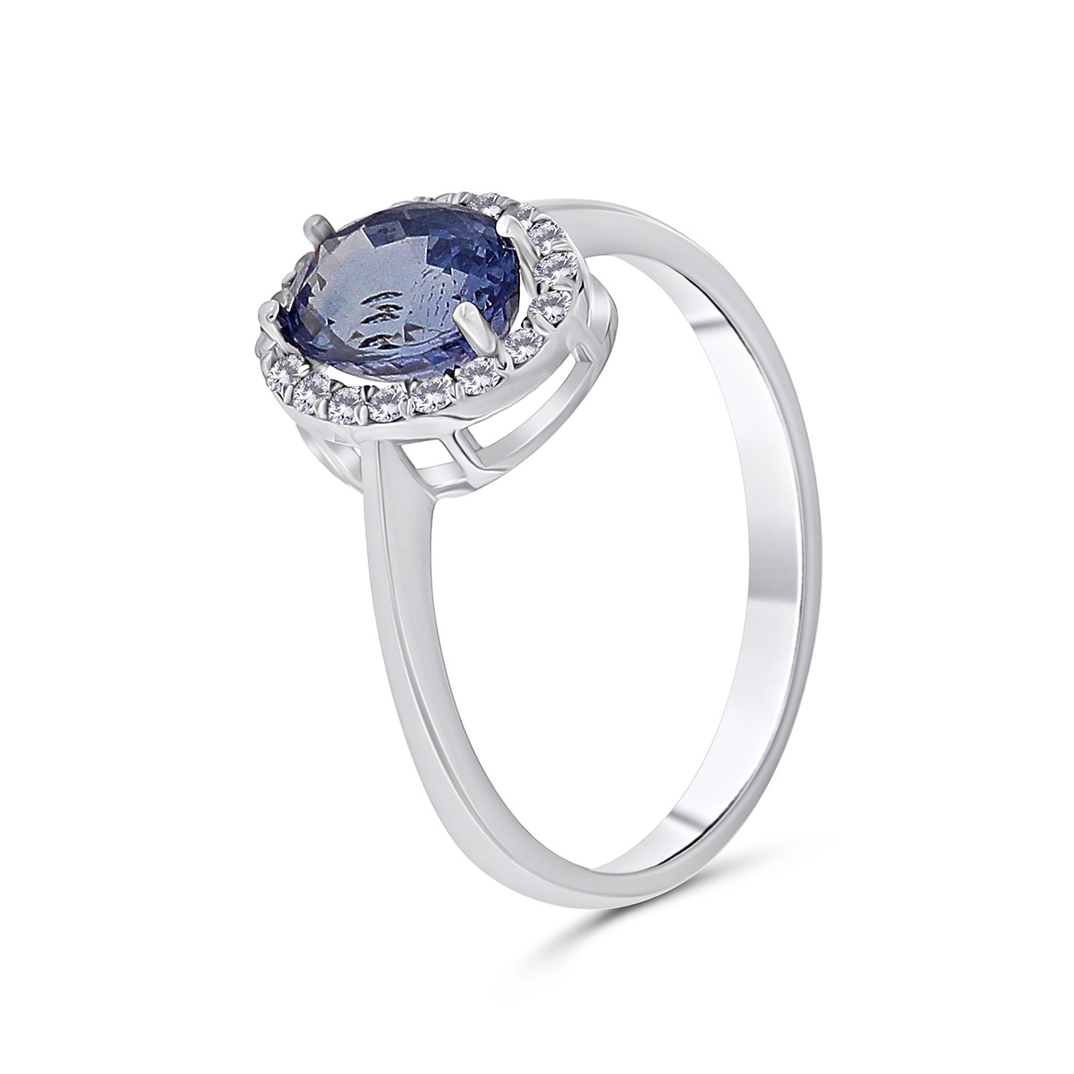 Inel din aur de 18k cu safir natural de 1.47 ct și diamante naturale de 0.14 ct