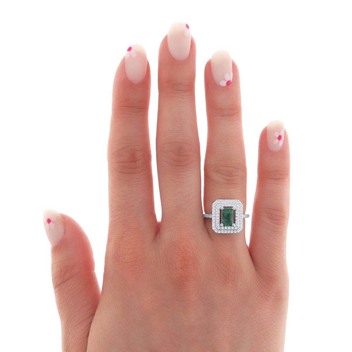 Inel din aur de 18k cu smarald natural de 0.92 ct și diamante naturale de 0.41 ct - 1 | YEO