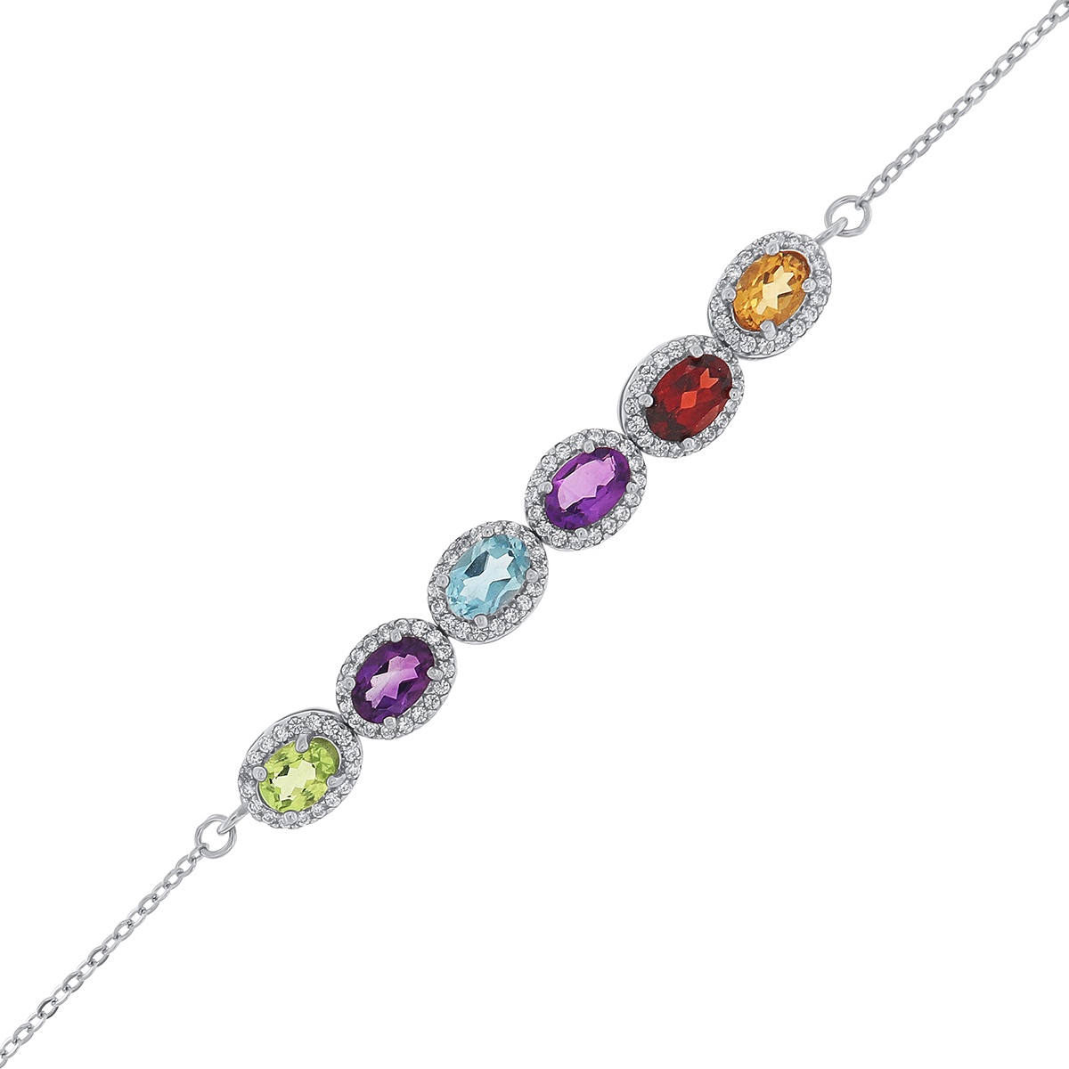 Bratara din argint cu granat, ametist, topaz peridot și citrin - 2 | YEO