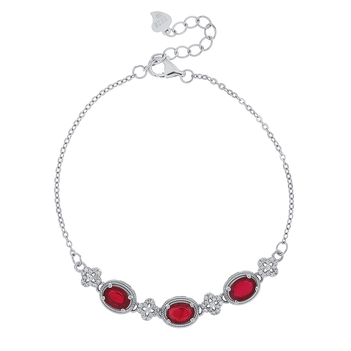 Bratara din argint cu rubin si cubic zirconia