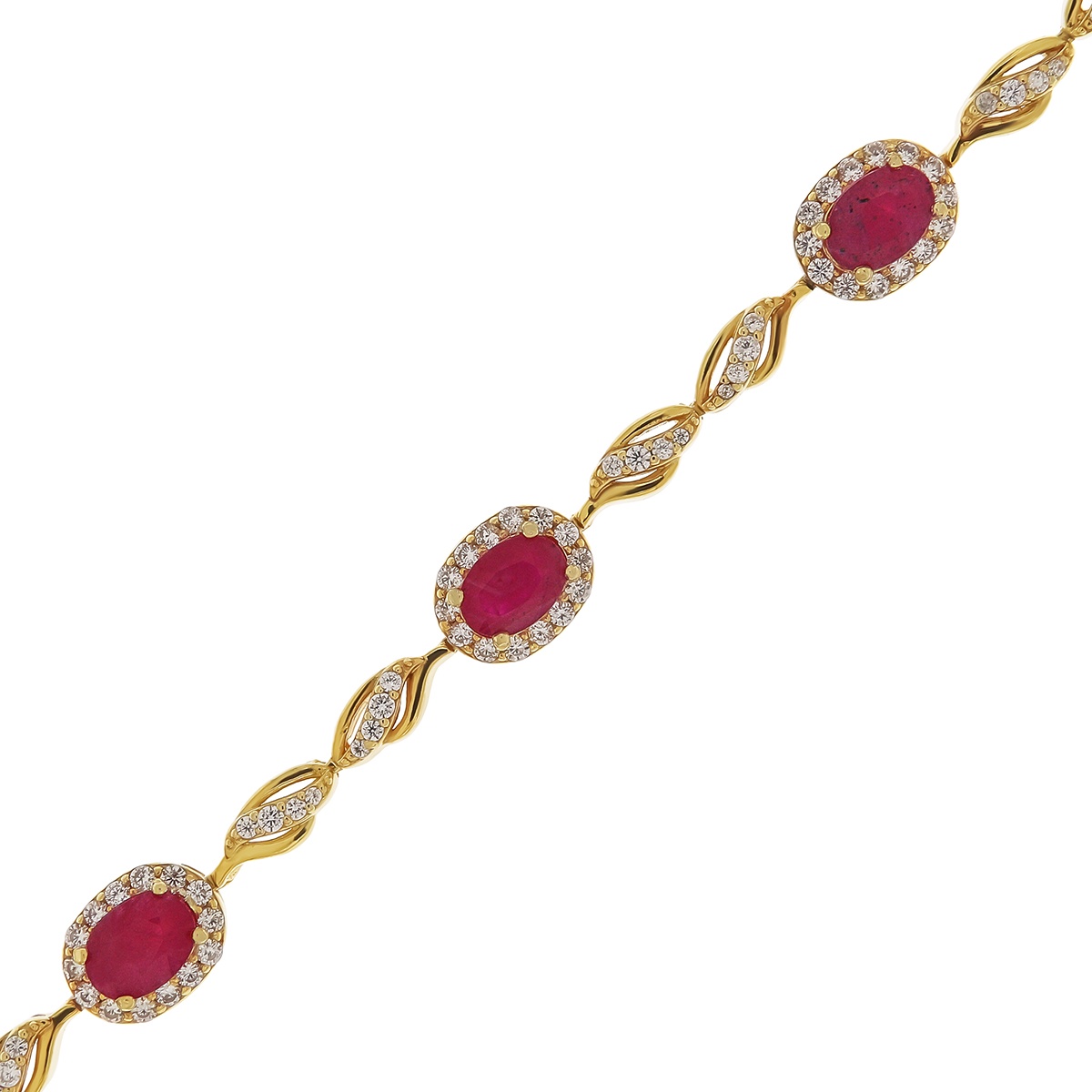 Bratara din argint cu rubin și cubic zirconia - 2 | YEO