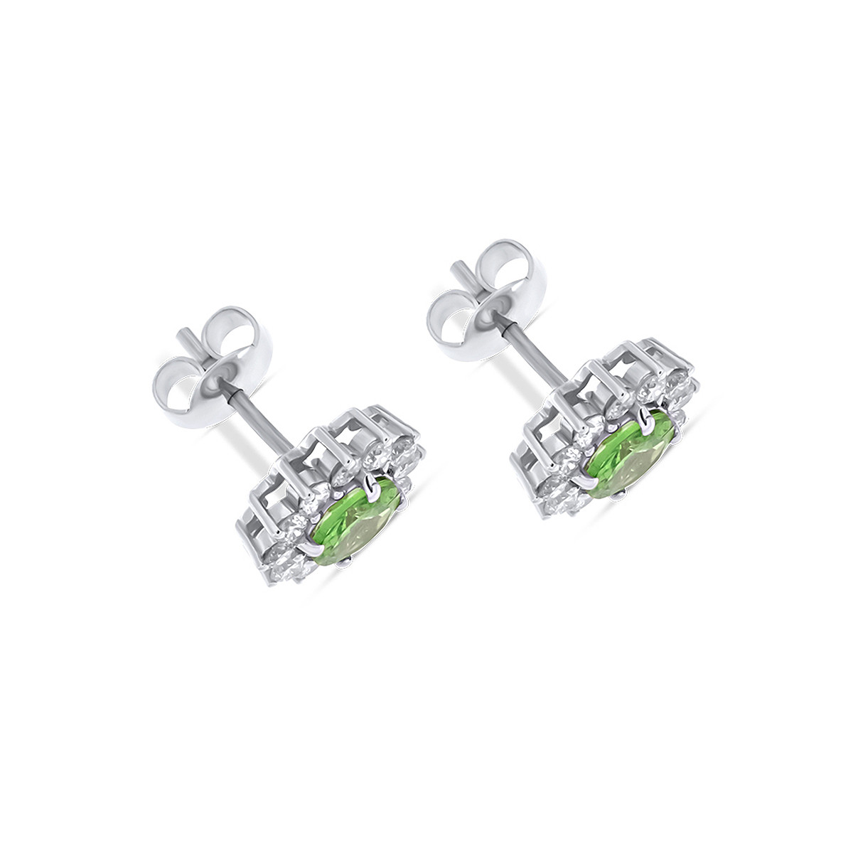 Cercei din aur alb de 14k cu tsavorite naturale de 1.54 ct si diamante naturale de 1.03 ct - 1 | YEO