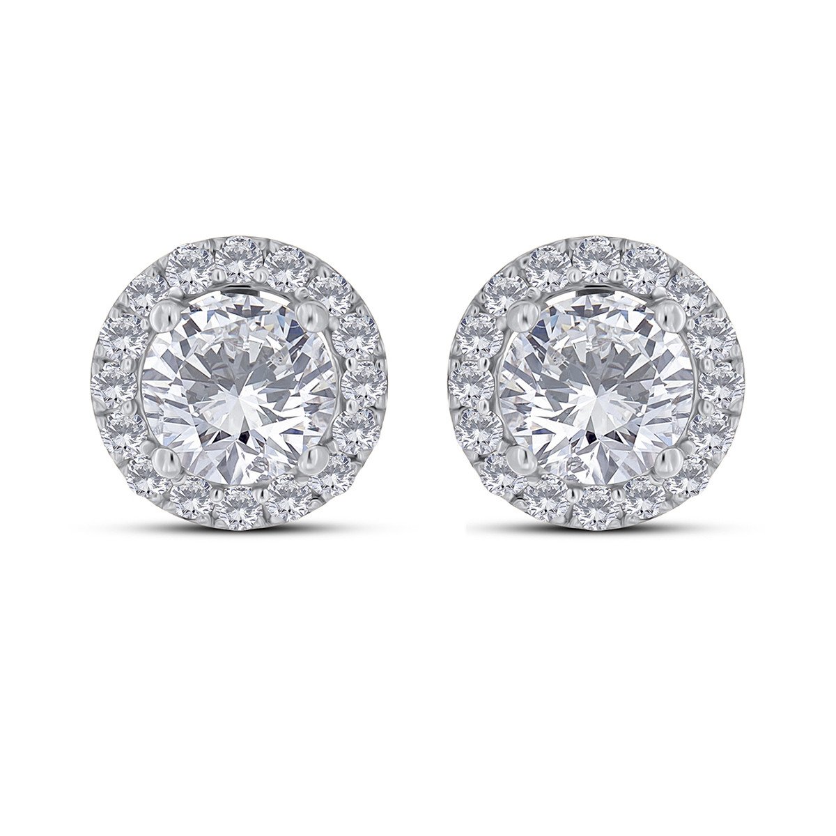 Cercei din aur alb de 18k cu diamante naturale de 0.84 ct și moissanite sintetice de 2.95 ct