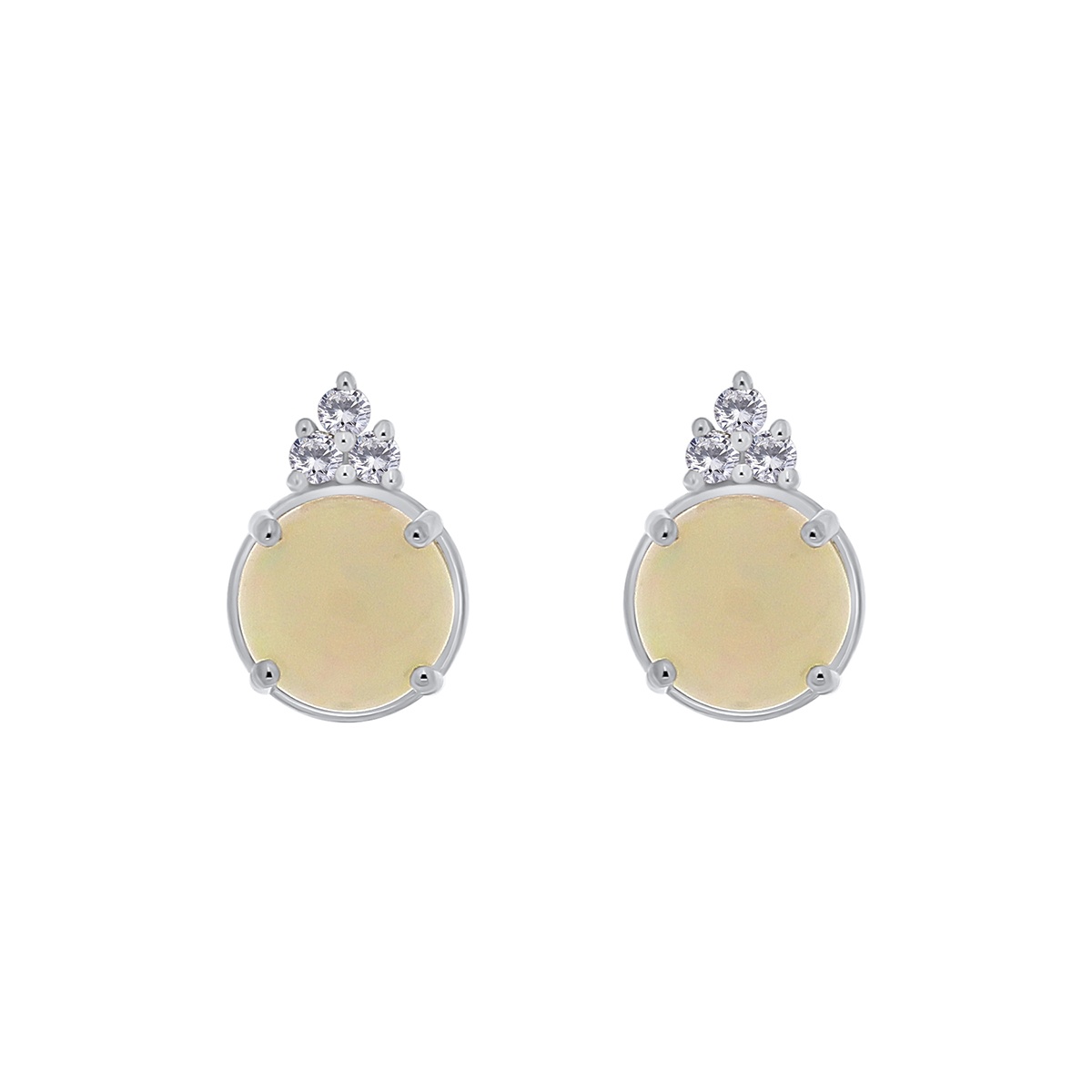 Cercei din aur de 14k cu opale naturale de 2.82 ct și diamante naturale de 0.17 ct