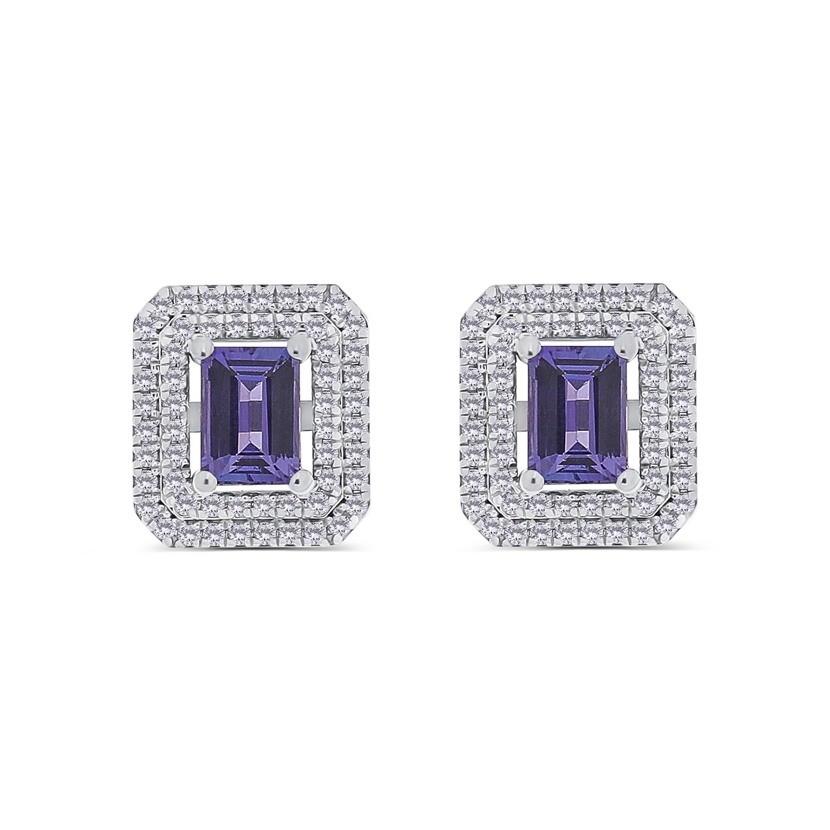 Cercei din aur de 18k cu tanzanite naturale de 2.31 ct si diamante naturale de 0.64 ct