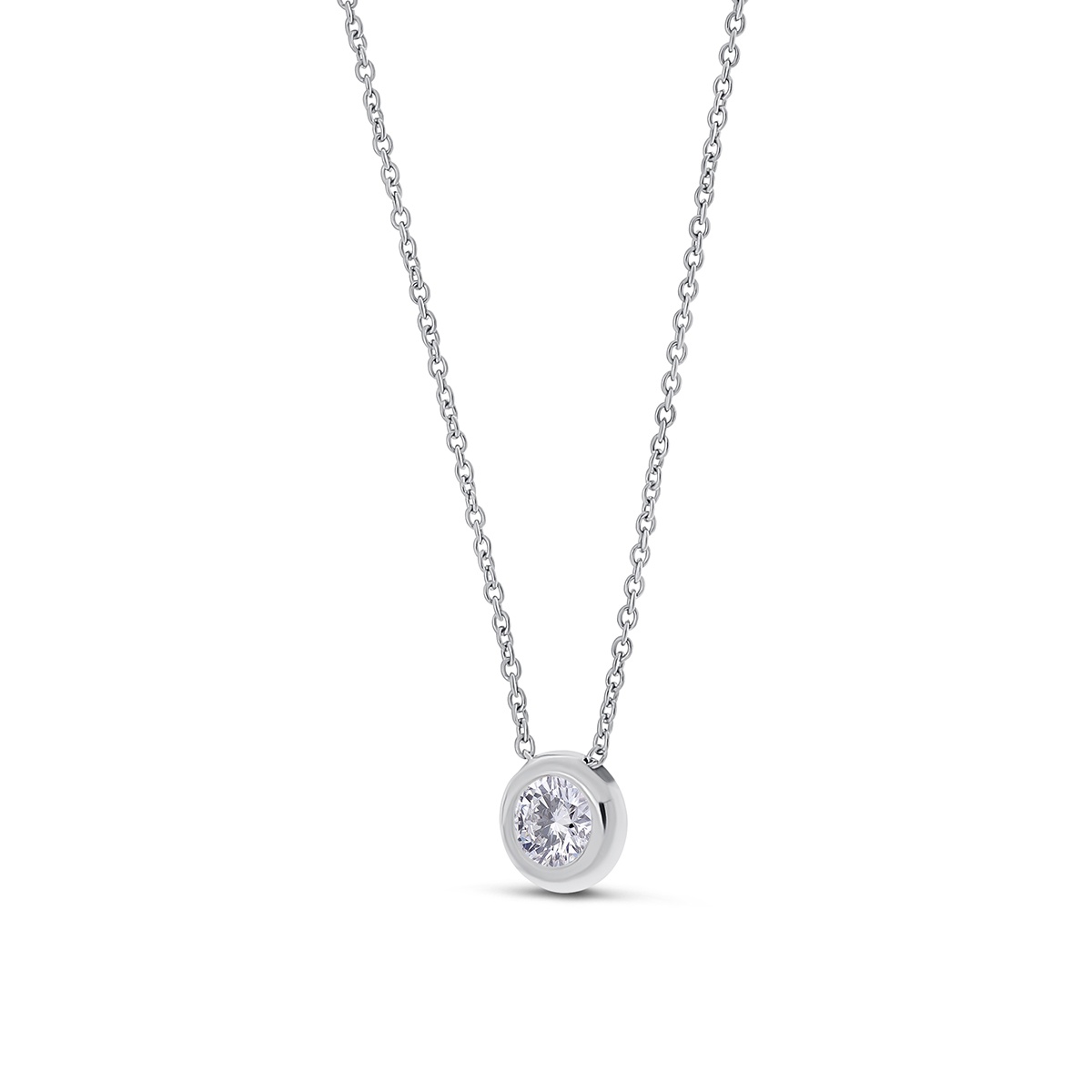 Colier din aur alb de 18k cu diamant natural de 0.23 ct - 1 | YEO