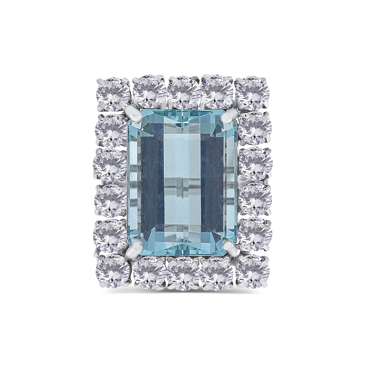 Inel din aur de 14k cu acvamarin natural de 9.50 ct și diamante naturale de 3.10 ct - 1 | YEO
