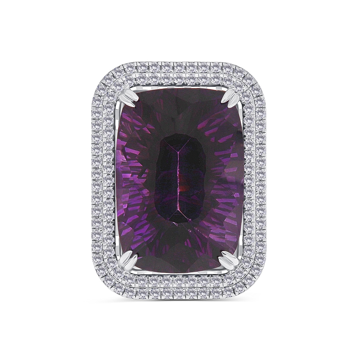 Inel din aur de 14k cu ametist natural de 19.29 ct și diamante naturale de 0.62 ct - 2 | YEO