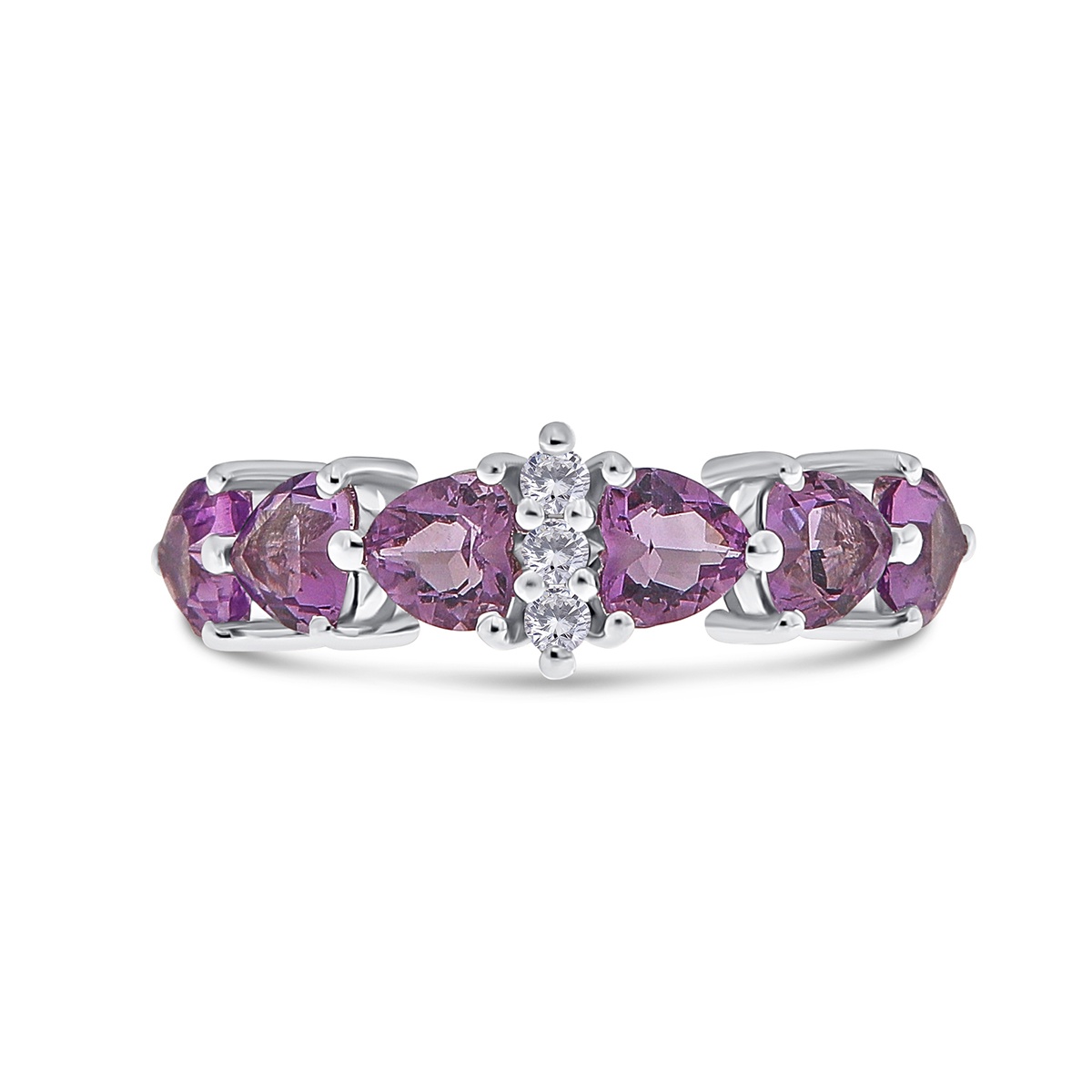 Inel din aur de 14k cu ametiste naturale de 2.29 ct și diamante naturale de 0.14 ct - 2 | YEO
