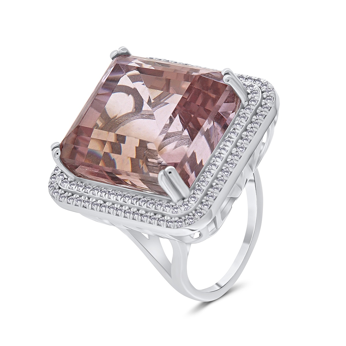 Inel din aur de 14k cu ametrin natural de 37.15 ct si diamante naturale de 0.78 ct