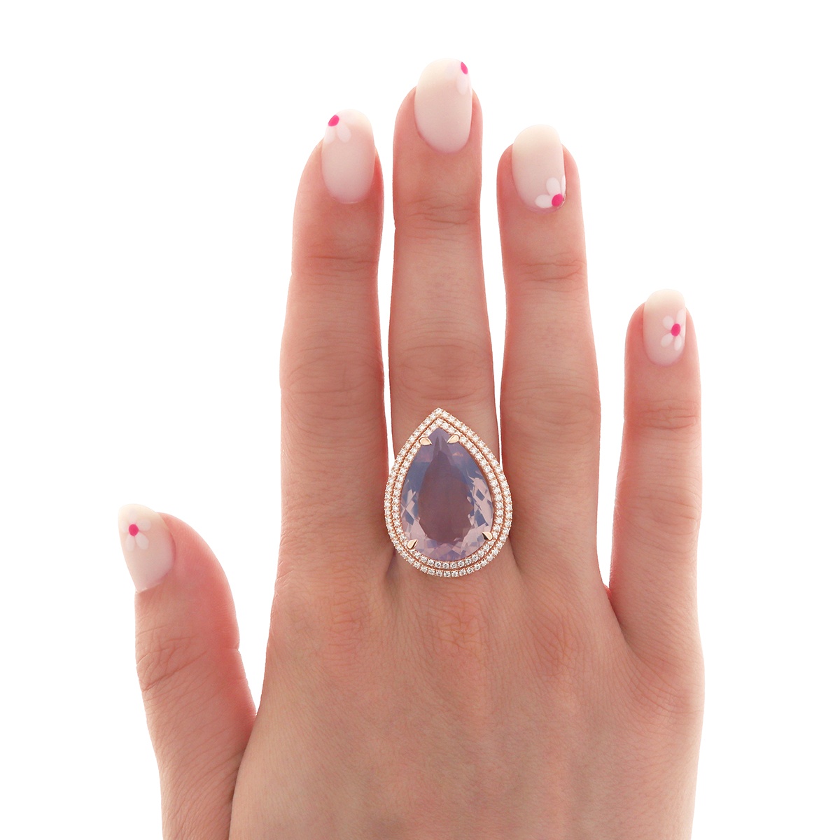 Inel din aur de 14k cu cuarț lavantă natural de 14.82 ct și diamante naturale de 0.80 ct - 3 | YEO