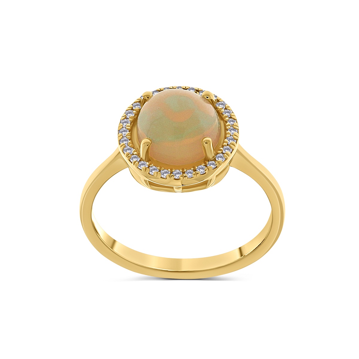 Inel din aur de 14k cu opal natural de 1.53 ct și diamante naturale de 0.10 ct - 1 | YEO