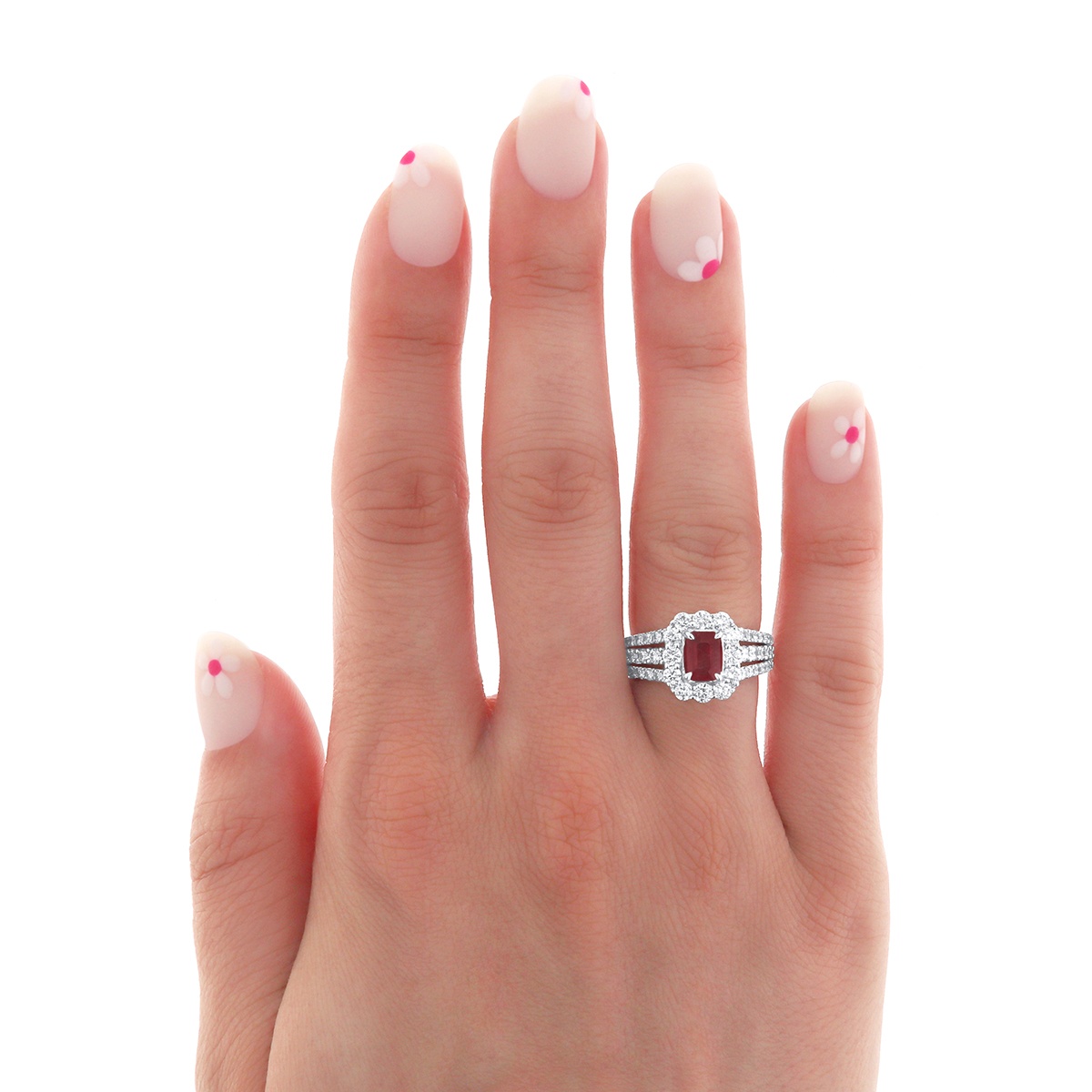 Inel din aur de 14k cu rubin natural de 0.74 ct și diamante naturale de 1.36 ct - 3 | YEO