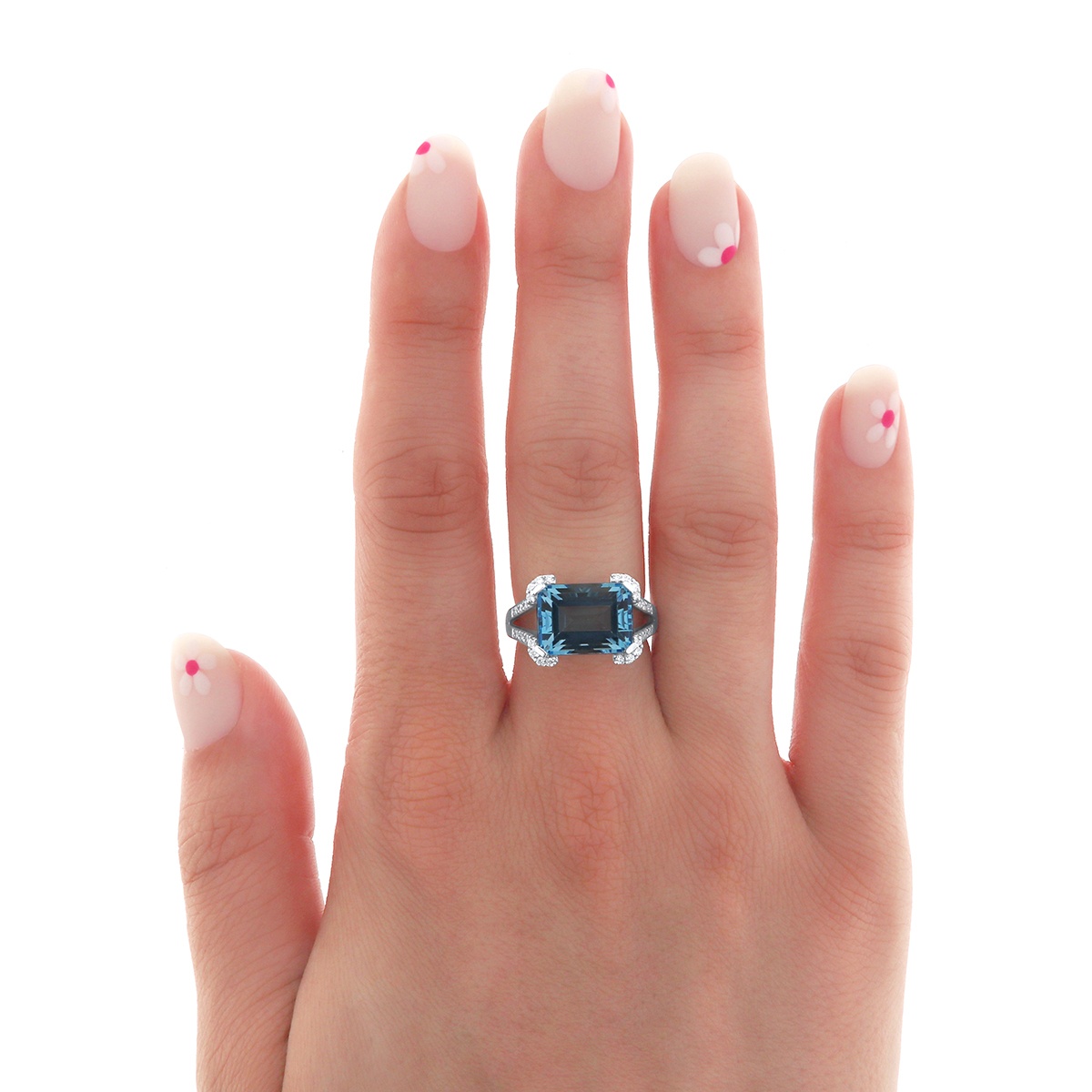 Inel din aur de 14k cu topaz natural de 6.10 ct și diamante naturale de 0.28 ct - 3 | YEO