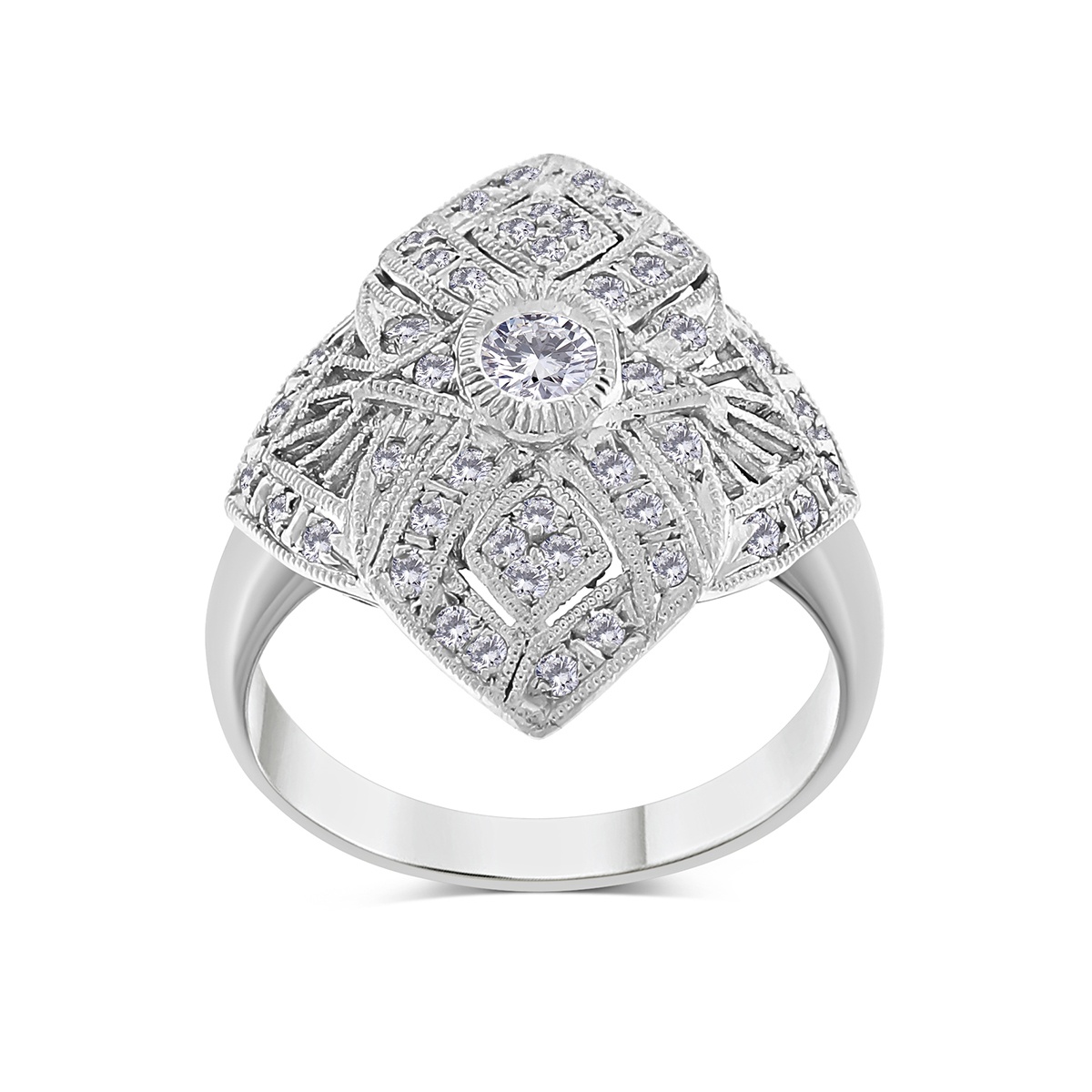Inel din aur de 18k cu diamante naturale de 0.12 ct și 0.37 ct - 1 | YEO