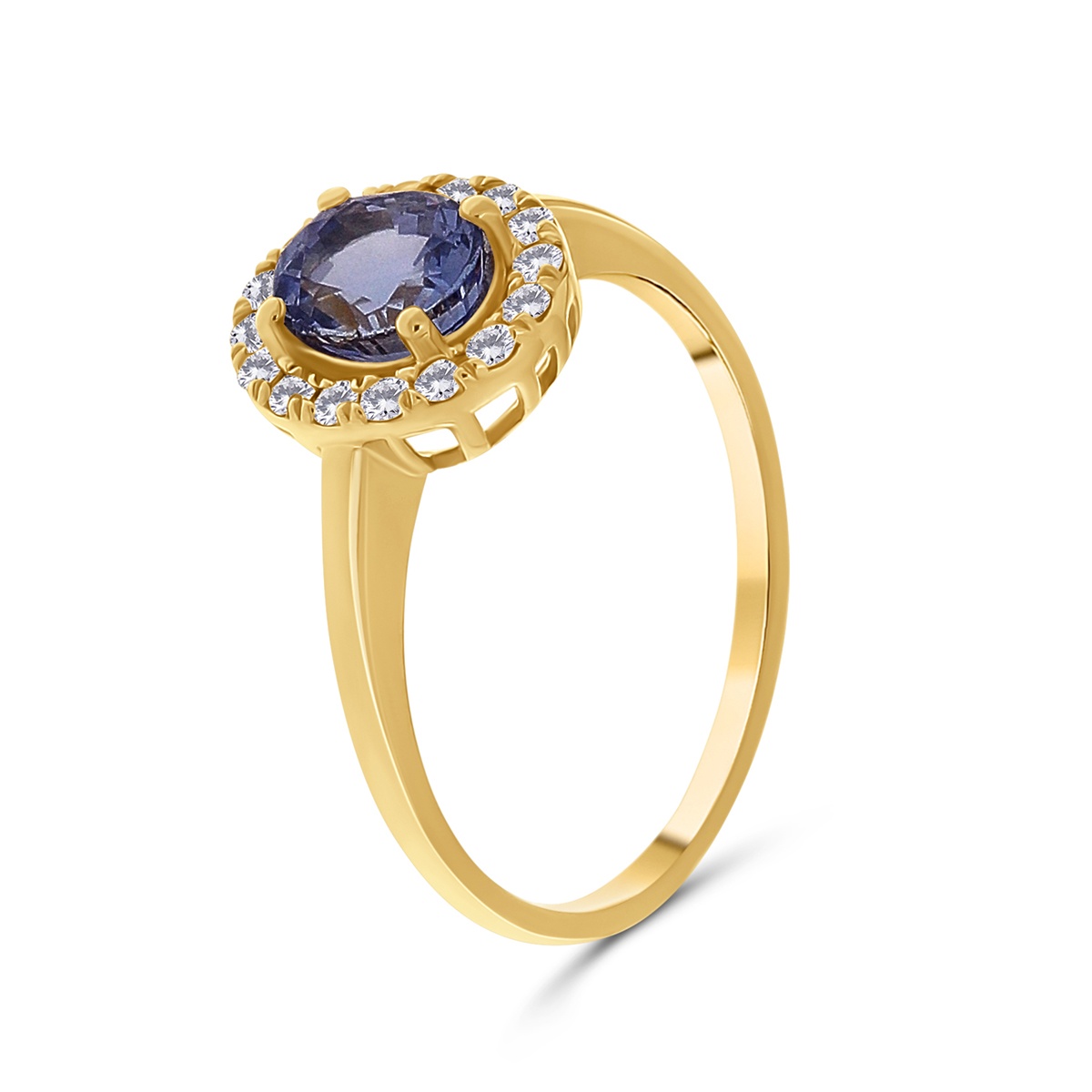 Inel din aur de 18k cu diamante naturale de 0.18 ct și safir natural de 1.57 ct
