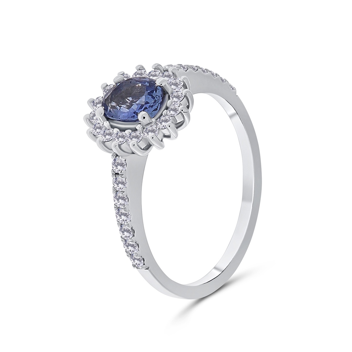 Inel din aur de 18k cu diamante naturale de 0.38 ct si safir natural de 0.77 ct