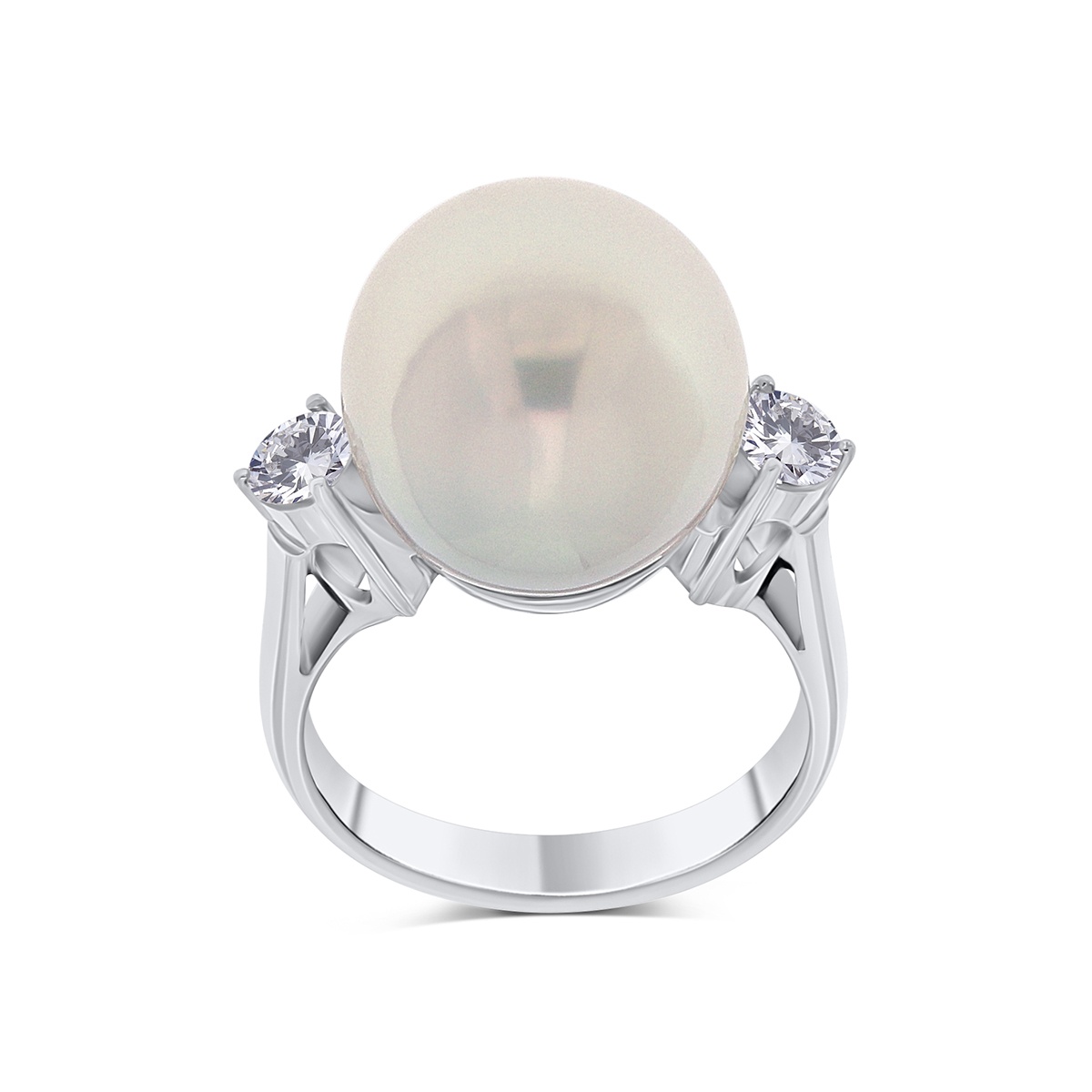Inel din aur de 18k cu diamante naturale de 0.47 ct și perlă de cultură South Sea - 3 | YEO