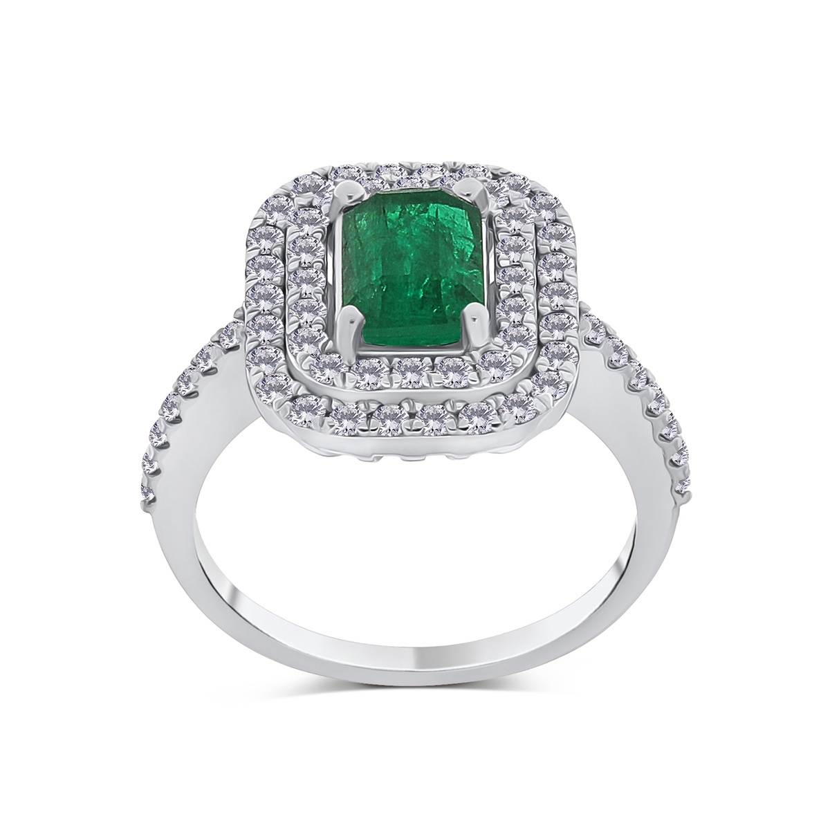 Inel din aur de 18k cu diamante naturale de 0.50 ct și smarald natural de 1.34 ct - 2 | YEO