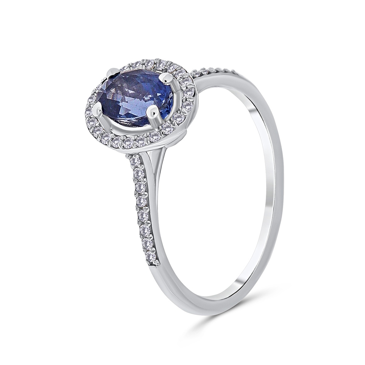 Inel din aur de 18k cu safir natural de 1.09 ct și diamante naturale de 0.16 ct