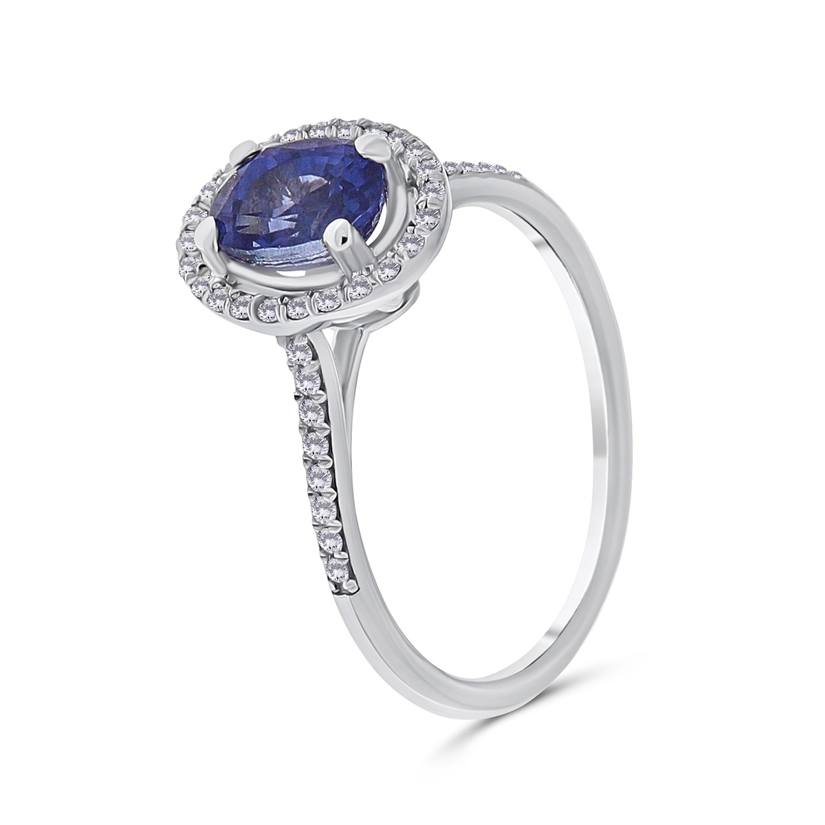Inel din aur de 18k cu safir natural de 1.51 ct și diamante naturale de 0.16 ct
