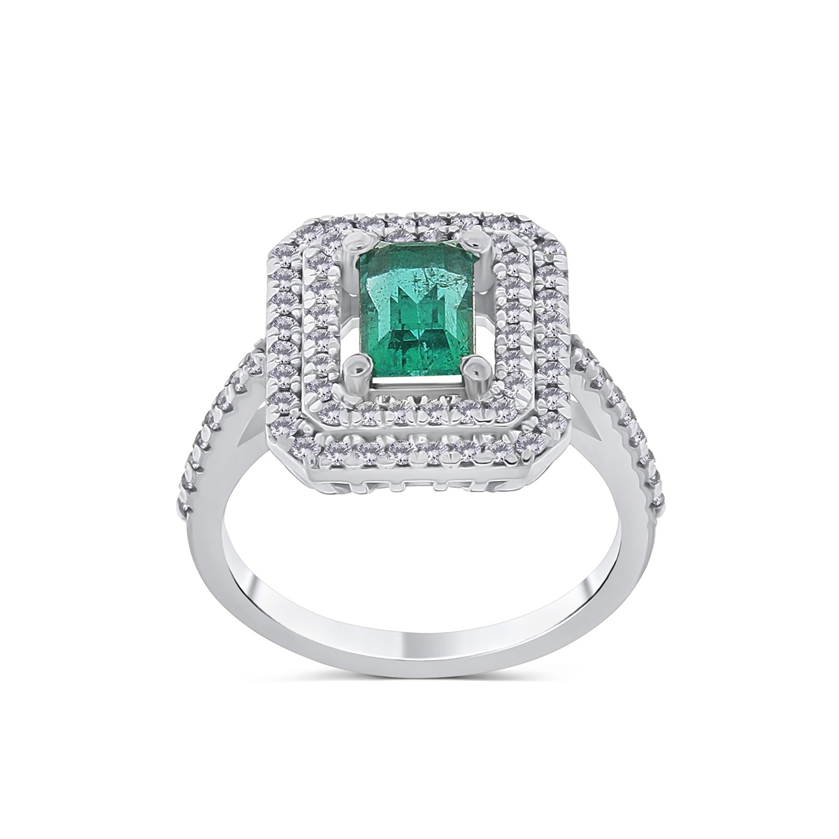 Inel din aur de 18k cu smarald natural de 0.92 ct și diamante naturale de 0.41 ct - 2 | YEO