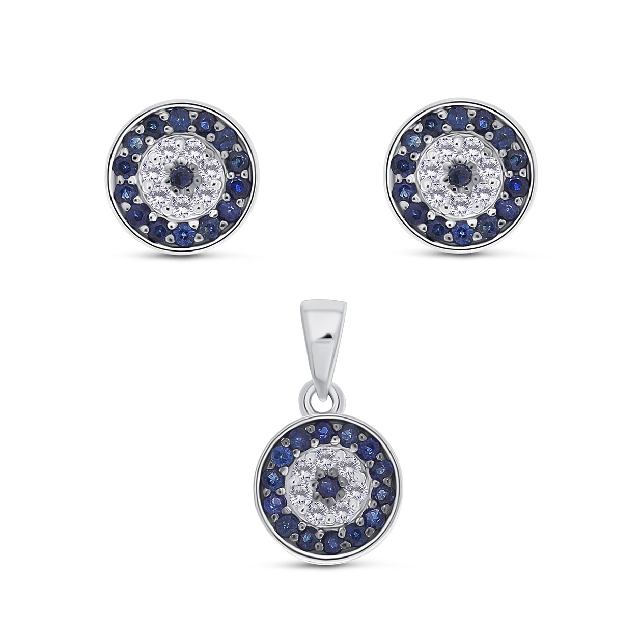 Set din aur de 18k cu safire naturale de 0.75 ct si diamante naturale de 0.23 ct