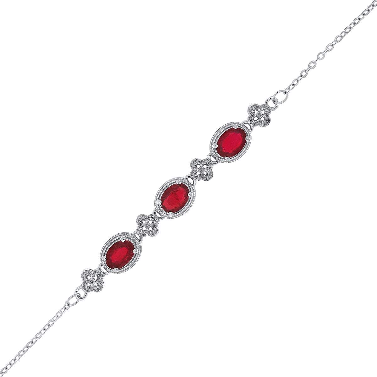 Bratara din argint cu rubin și cubic zirconia - 1 | YEO