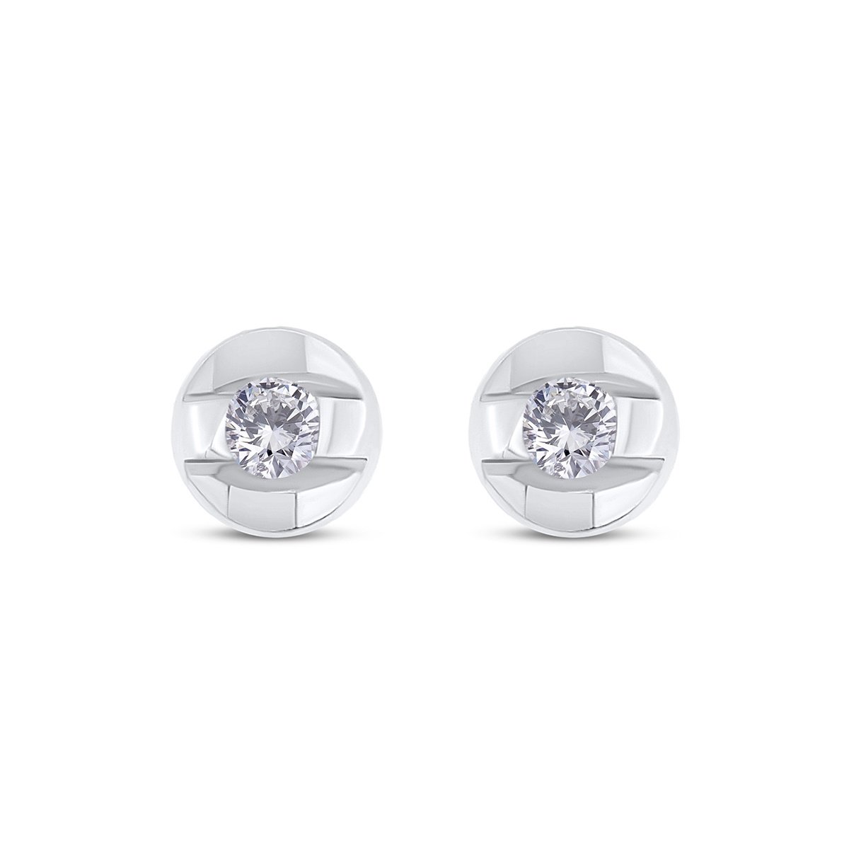 Cercei din aur alb de 18k cu diamante naturale de 0.06 ct