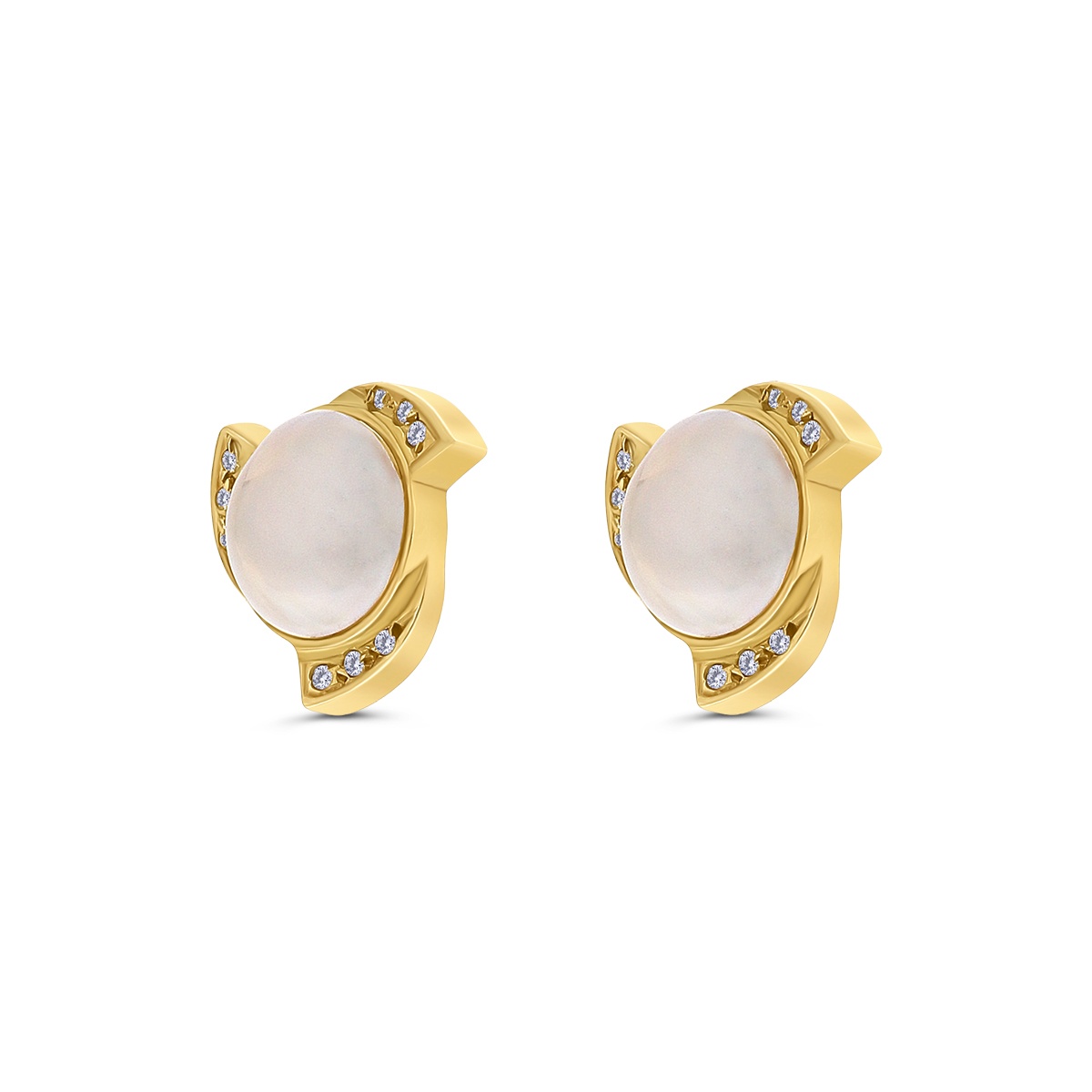 Cercei din aur de 18k cu perle de cultură mabe și diamante naturale de 0.14 ct - 1 | YEO