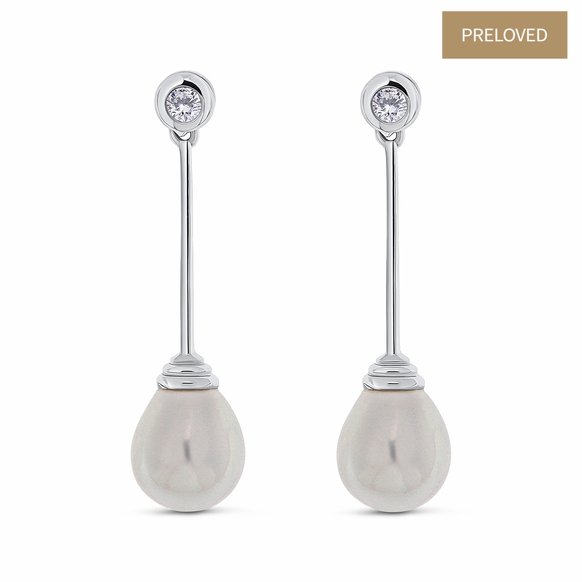 Cercei din aur de 18k cu perle de cultură South Sea și diamante naturale de 0.32 ct