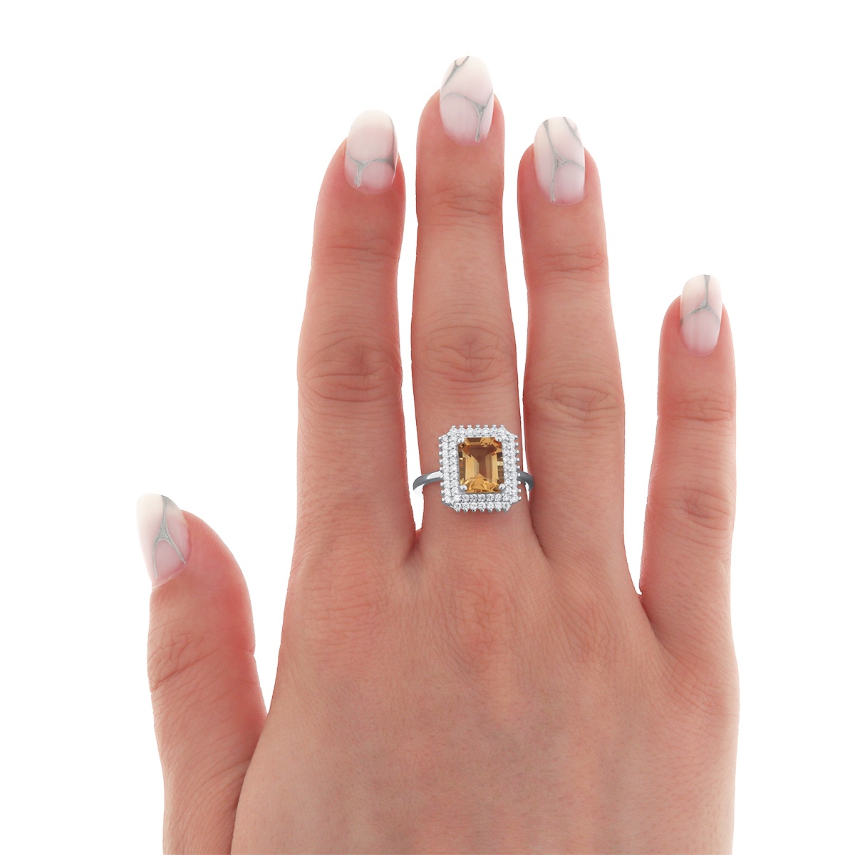 Inel din argint cu citrin și cubic zirconia - 1 | YEO
