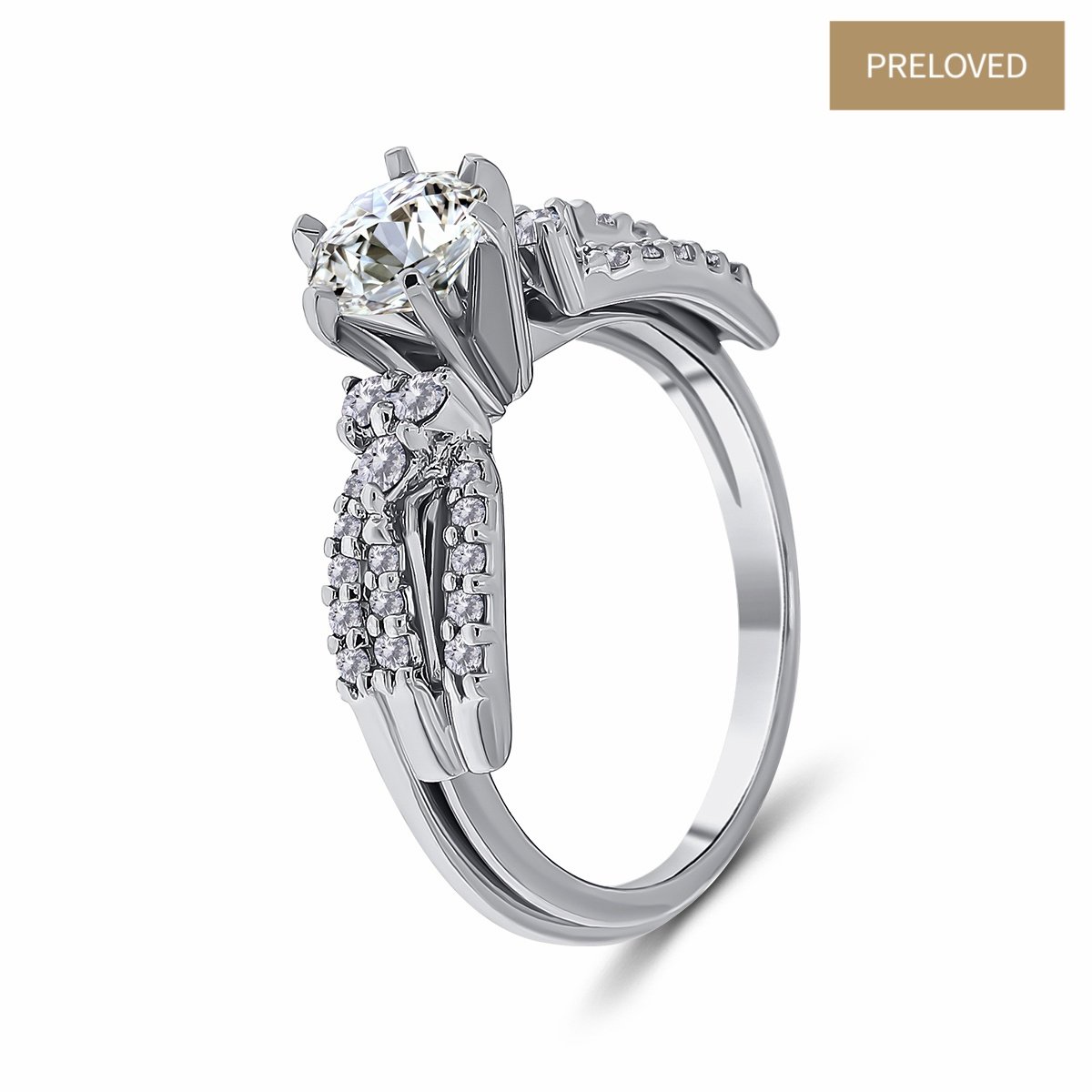 Inel din aur 14k și platină 950 cu diamante naturale de 0.80 ct și 0.37 ct