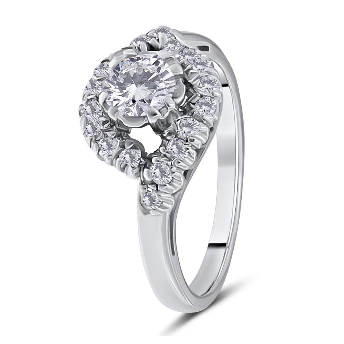 Inel din aur alb de 14k cu diamante naturale de 0.78 ct - 3 | YEO