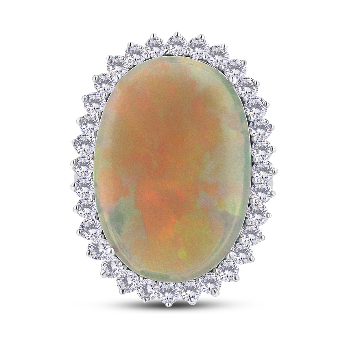 Inel din aur alb de 18k cu opal natural de 10.50 ct si diamante naturale de 1.38 ct - 1 | YEO