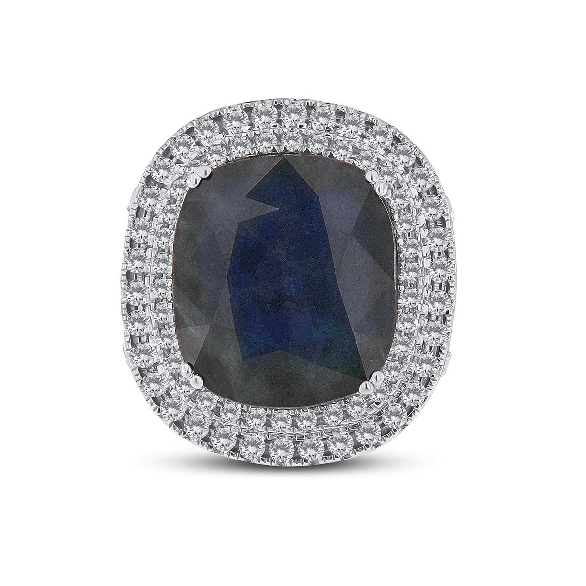 Inel din aur alb de 18k cu safir natural de 16.95 ct si diamante naturale de 1.61 ct - 1 | YEO