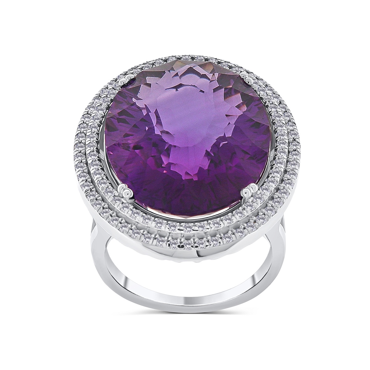 Inel din aur de 14k cu ametist natural de 18.69 ct și diamante naturale de 0.61 ct - 1 | YEO