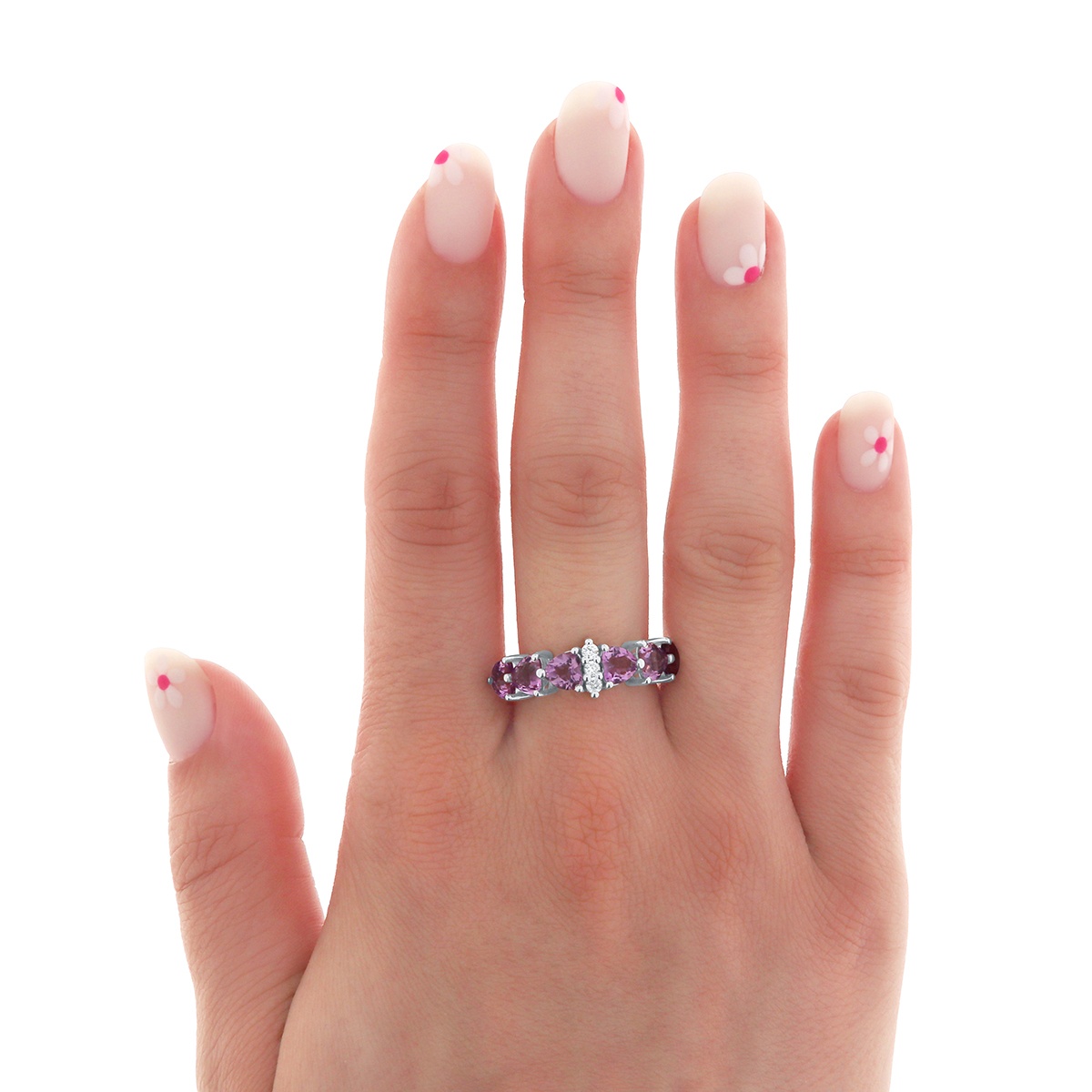 Inel din aur de 14k cu ametiste naturale de 2.29 ct și diamante naturale de 0.14 ct - 3 | YEO