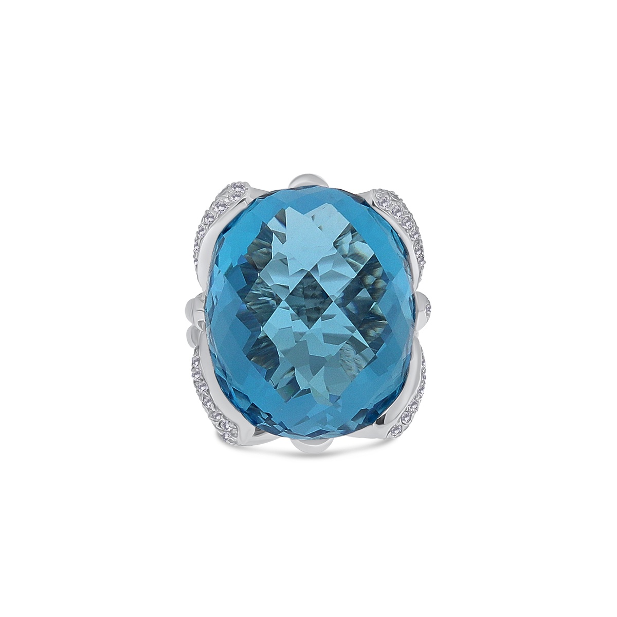 Inel din aur de 14k cu diamante naturale de 1.64 ct și topaz natural de 20.10 ct - 1 | YEO