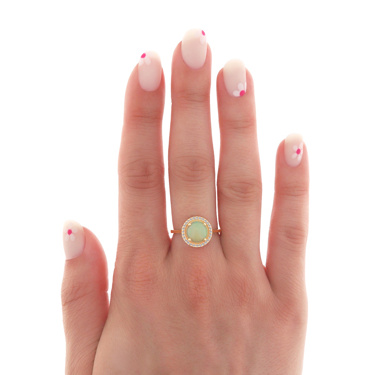Inel din aur de 14k cu opal natural de 1.53 ct și diamante naturale de 0.10 ct - 2 | YEO