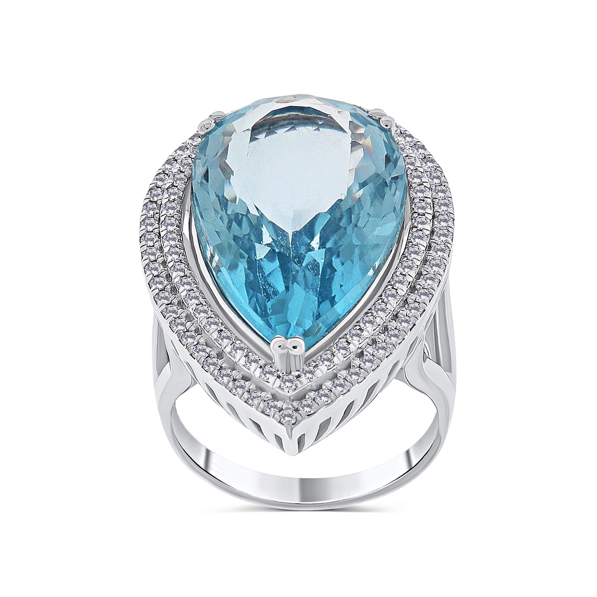 Inel din aur de 14k cu topaz natural de 18.41 ct și diamante naturale de 0.58 ct - 1 | YEO