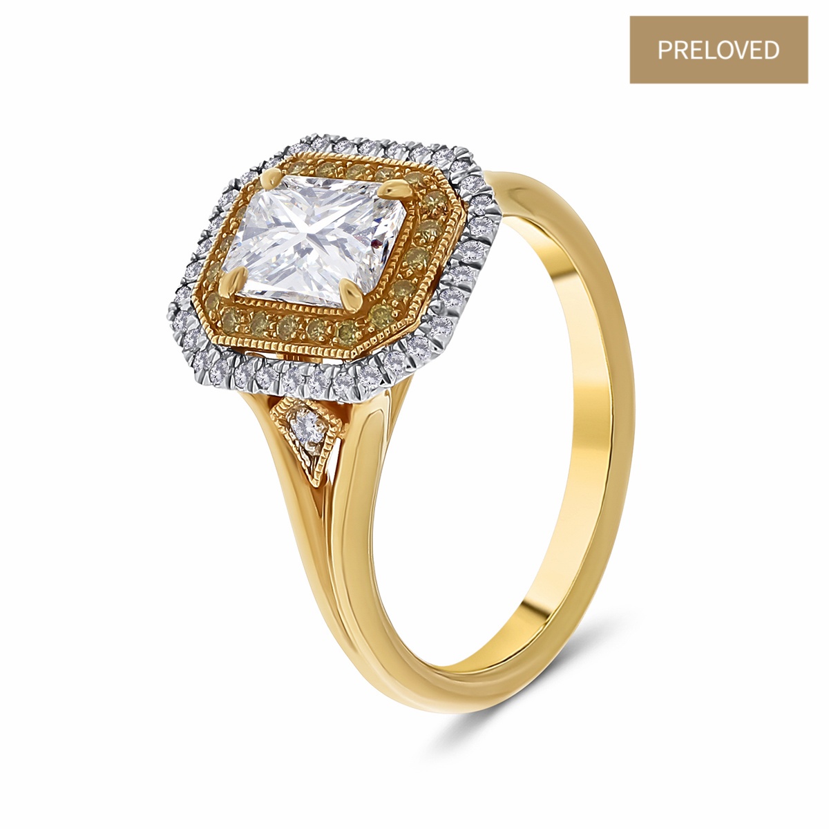 Inel din aur de 18k cu diamant natural de 1.02 ct si diamante naturale de 0.26 ct
