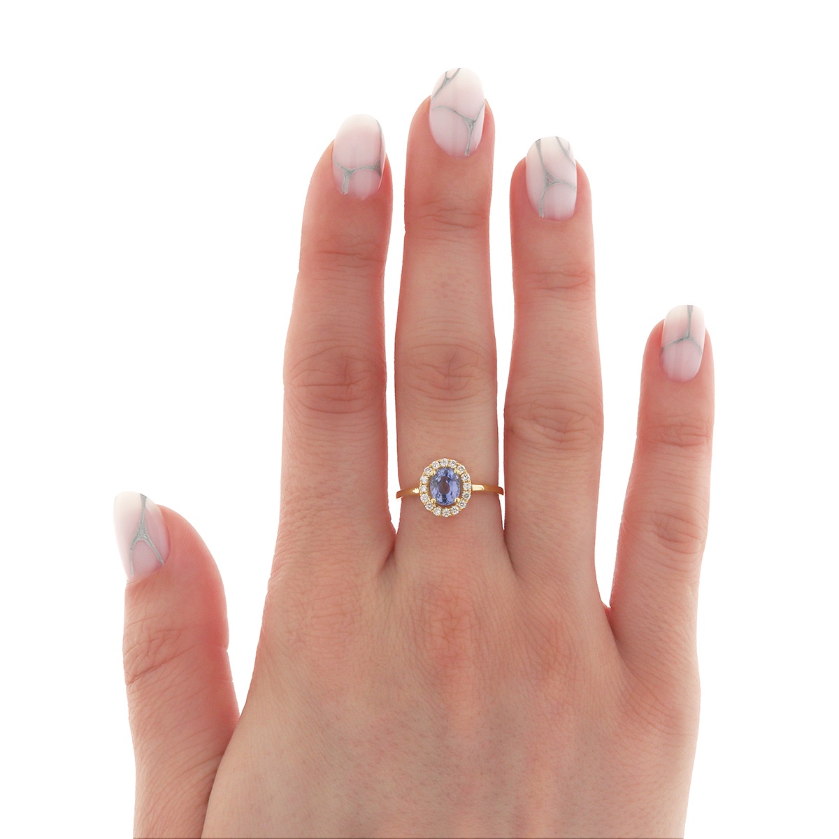 Inel din aur de 18k cu diamante naturale de 0.18 ct și safir natural de 1.57 ct - 3 | YEO