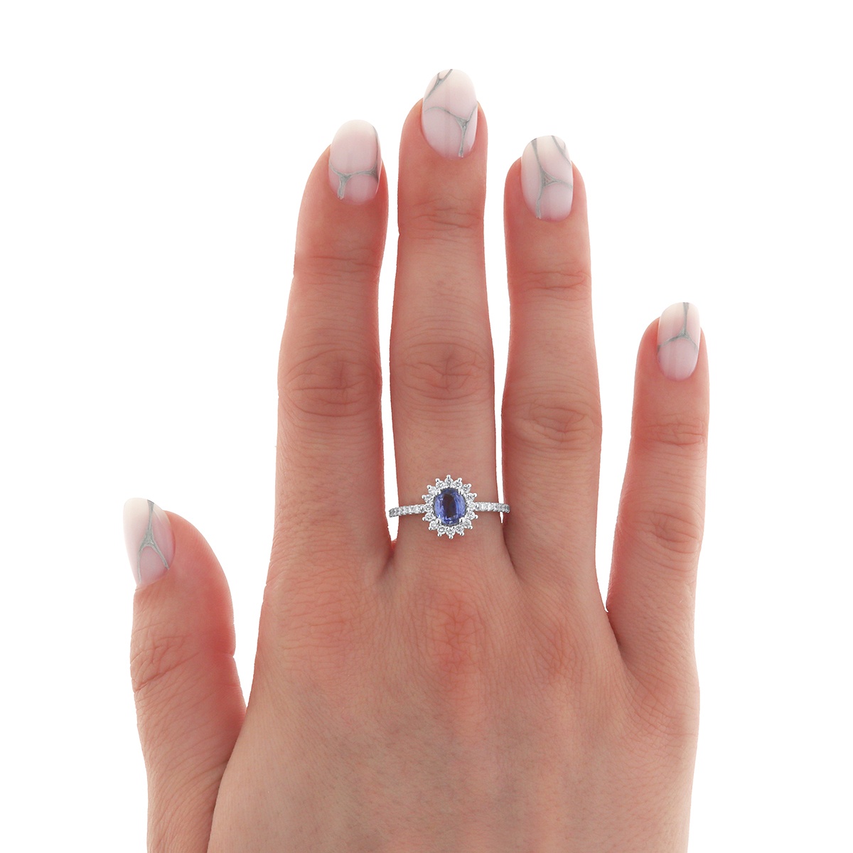Inel din aur de 18k cu diamante naturale de 0.38 ct și safir natural de 0.77 ct - 3 | YEO