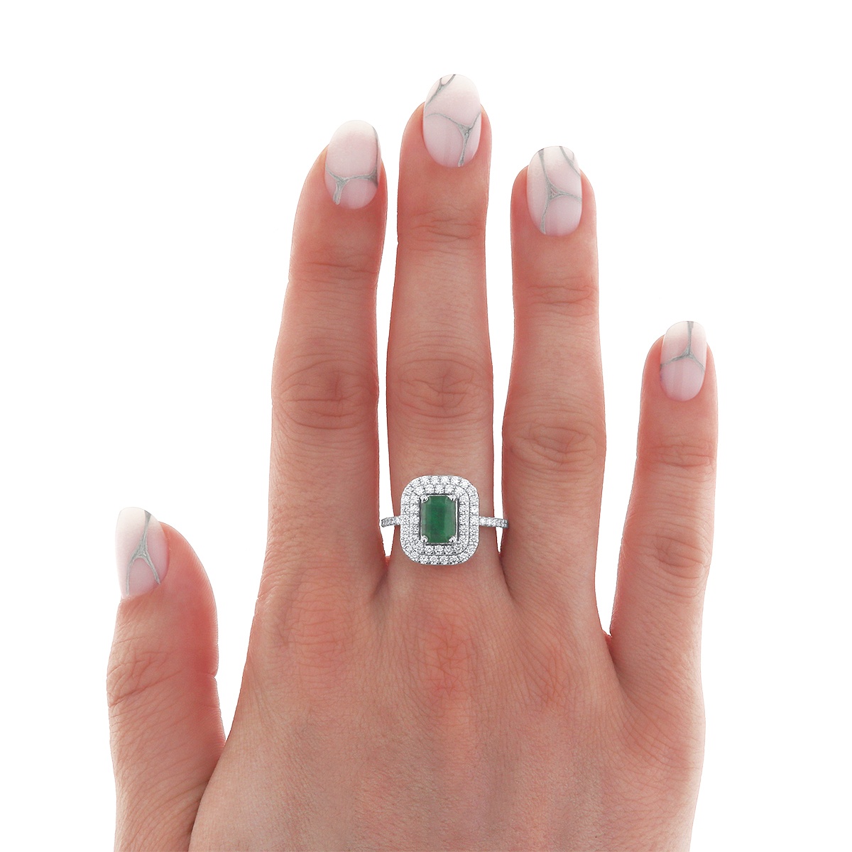 Inel din aur de 18k cu diamante naturale de 0.50 ct și smarald natural de 1.34 ct - 3 | YEO