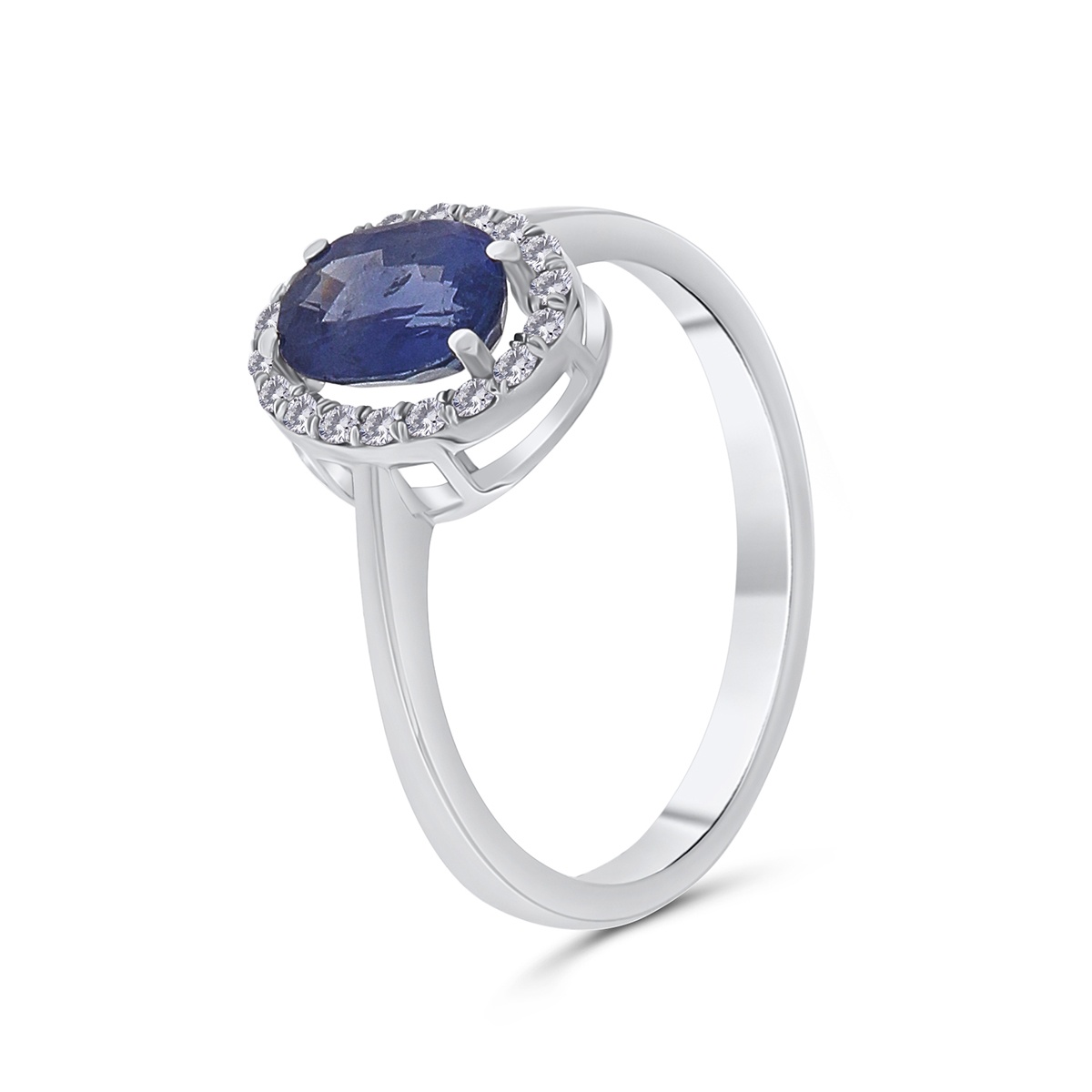 Inel din aur de 18k cu safir natural de 1.16 ct și diamante naturale de 0.14 ct