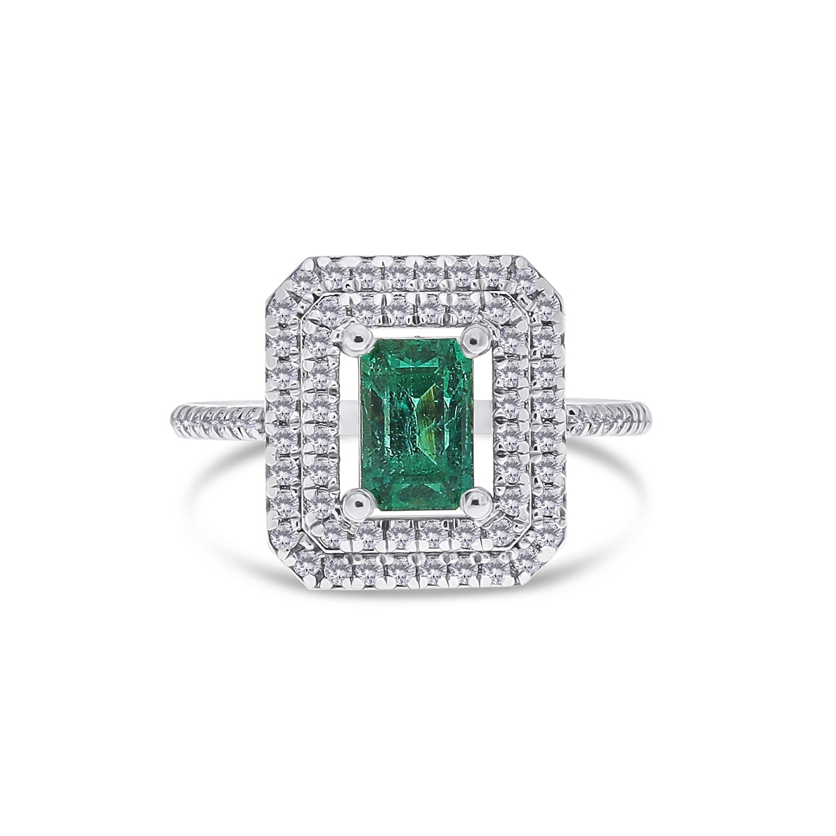 Inel din aur de 18k cu smarald natural de 0.92 ct și diamante naturale de 0.41 ct - 3 | YEO