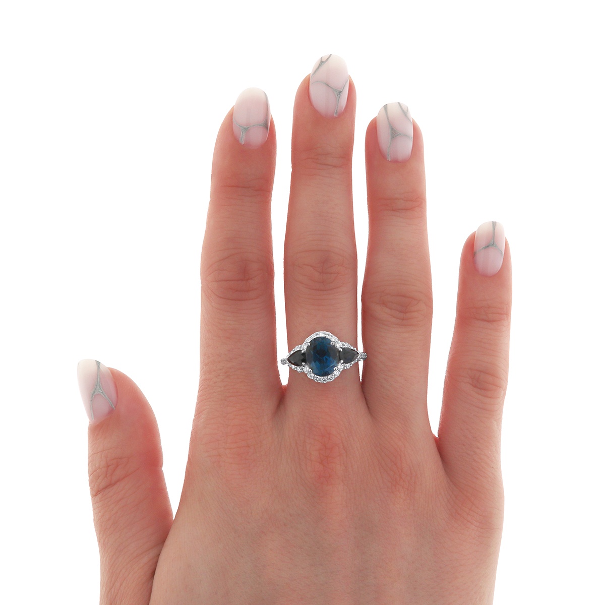 Inel din aur de 18k cu topaz natural de 2.36 ct, safire naturale de 0.80 ct și diamante naturale de 0.52 ct - 3 | YEO